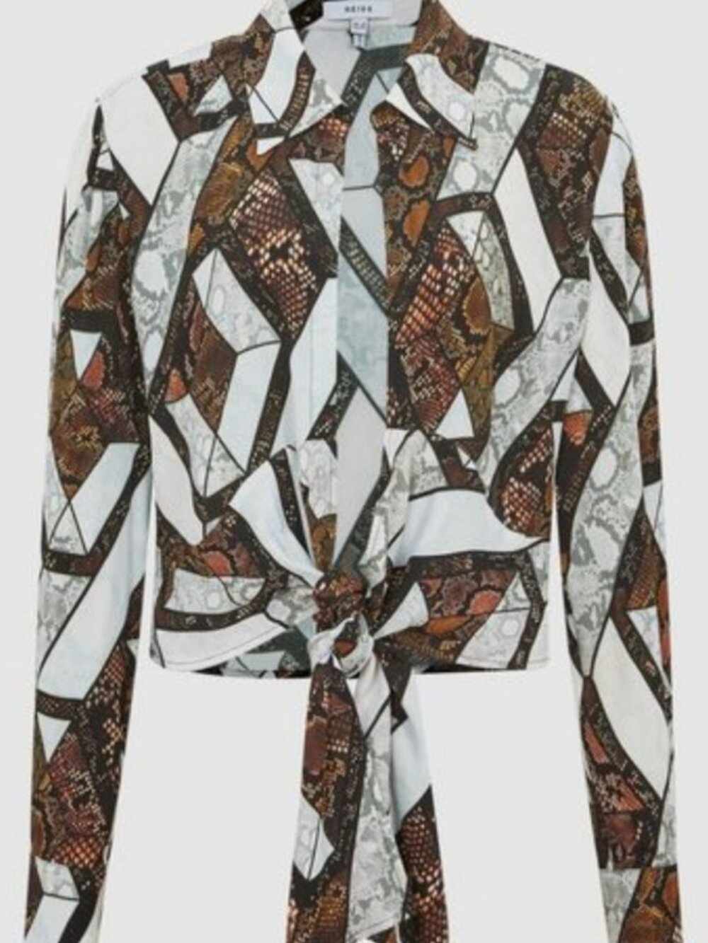 Reiss Hallie Snake Print Tie Blouse Size 6 Worn Once Excellent Condition